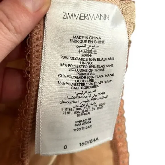 NWT Zimmermann Blush Pink Lace Scoop Neck Bodysuit Womens US 4 - Picture 6 of 8